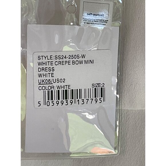 self-portrait Crepe Bow Mini Dress in White 2 New Womens Strapless Bridal - Picture 9 of 15